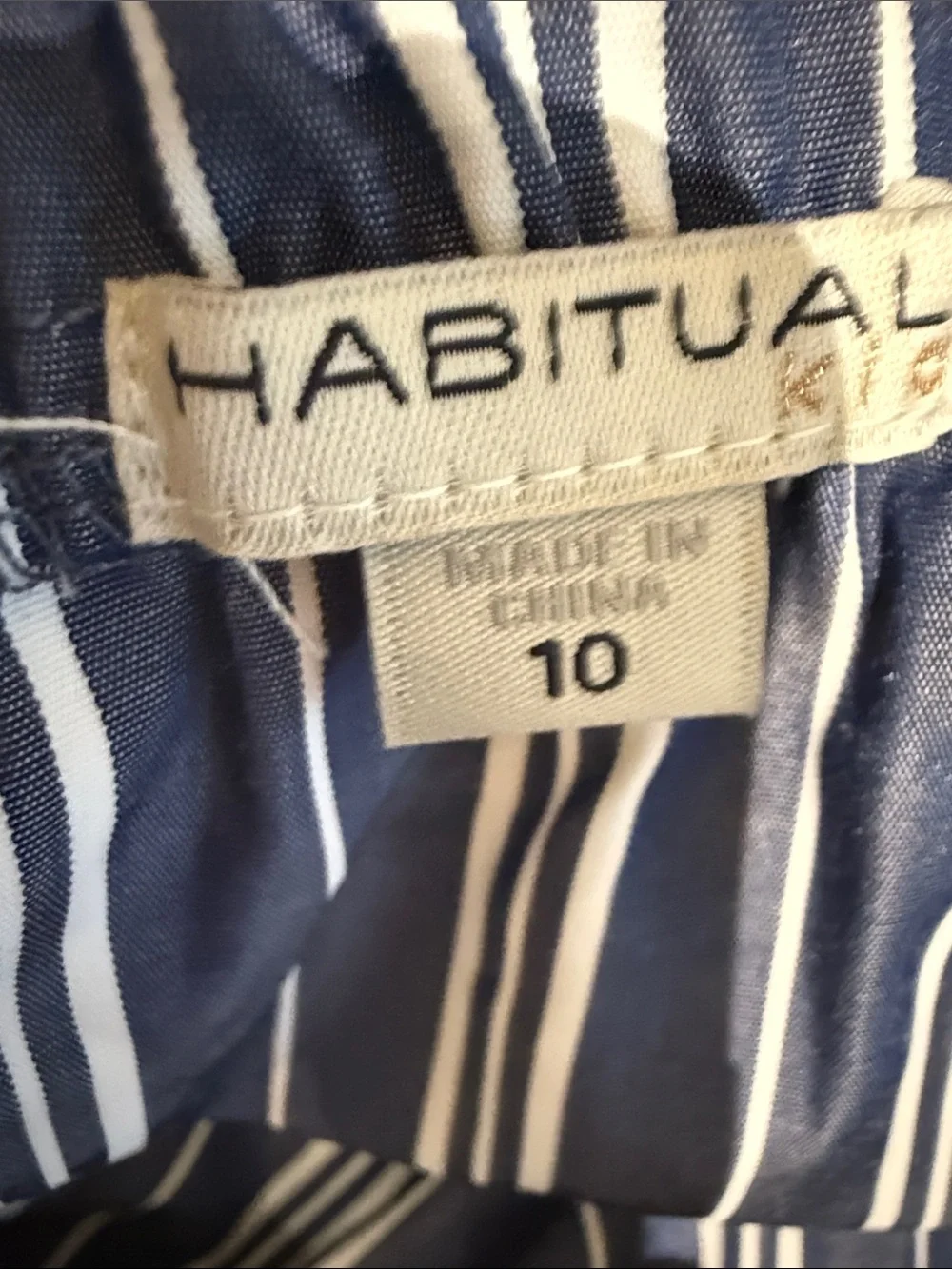 Habitual Navy and White Striped Ruffle Waist-Tie Dress